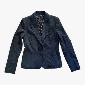 Marc Jacobs Navy Blue Cotton Blazer w/Floral Snap Button, sz 2